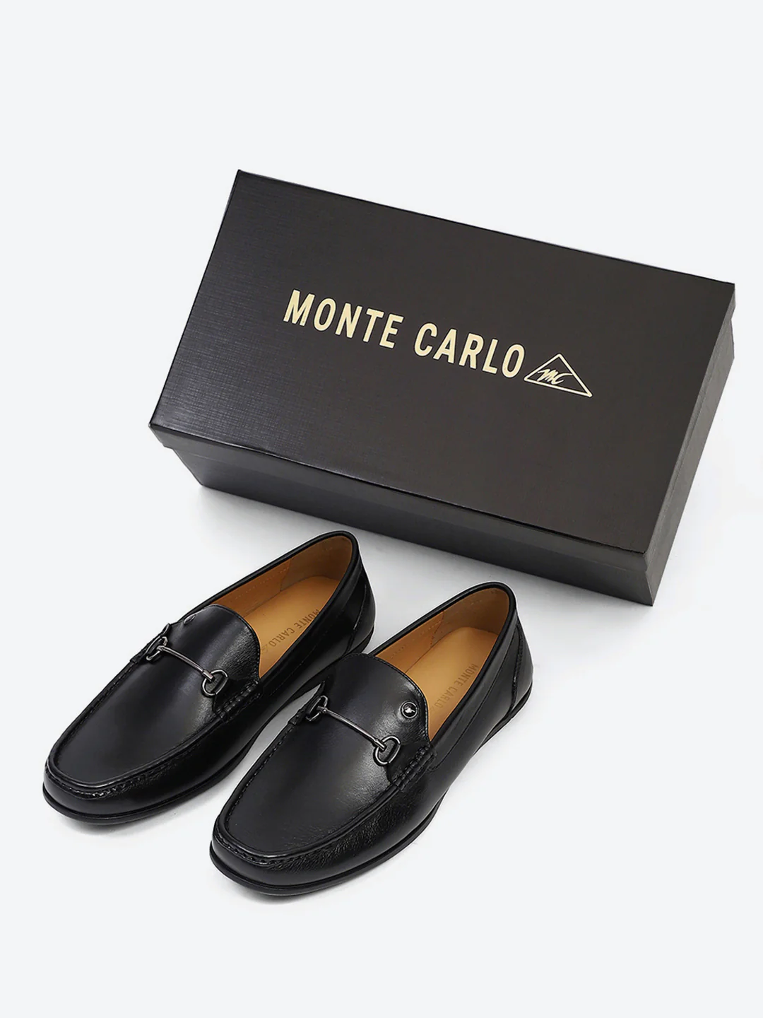 Men Black Slip on Genuine Leather Loafers - Image 2