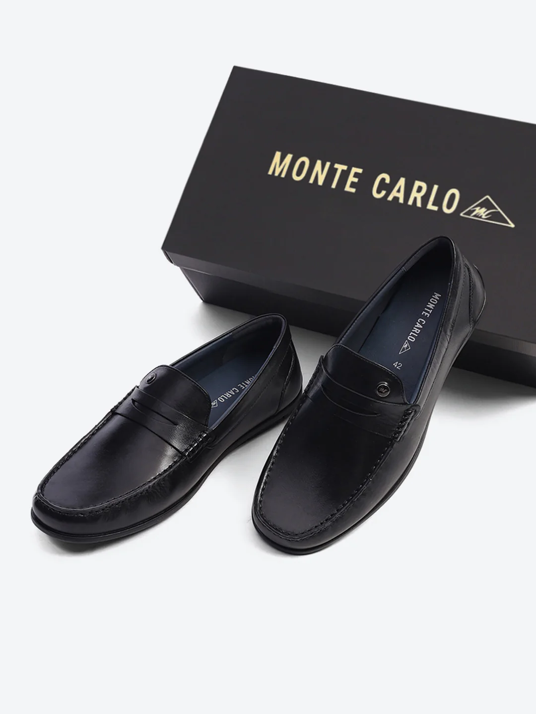 Men Black Slip on Genuine Leather Loafers - Image 2