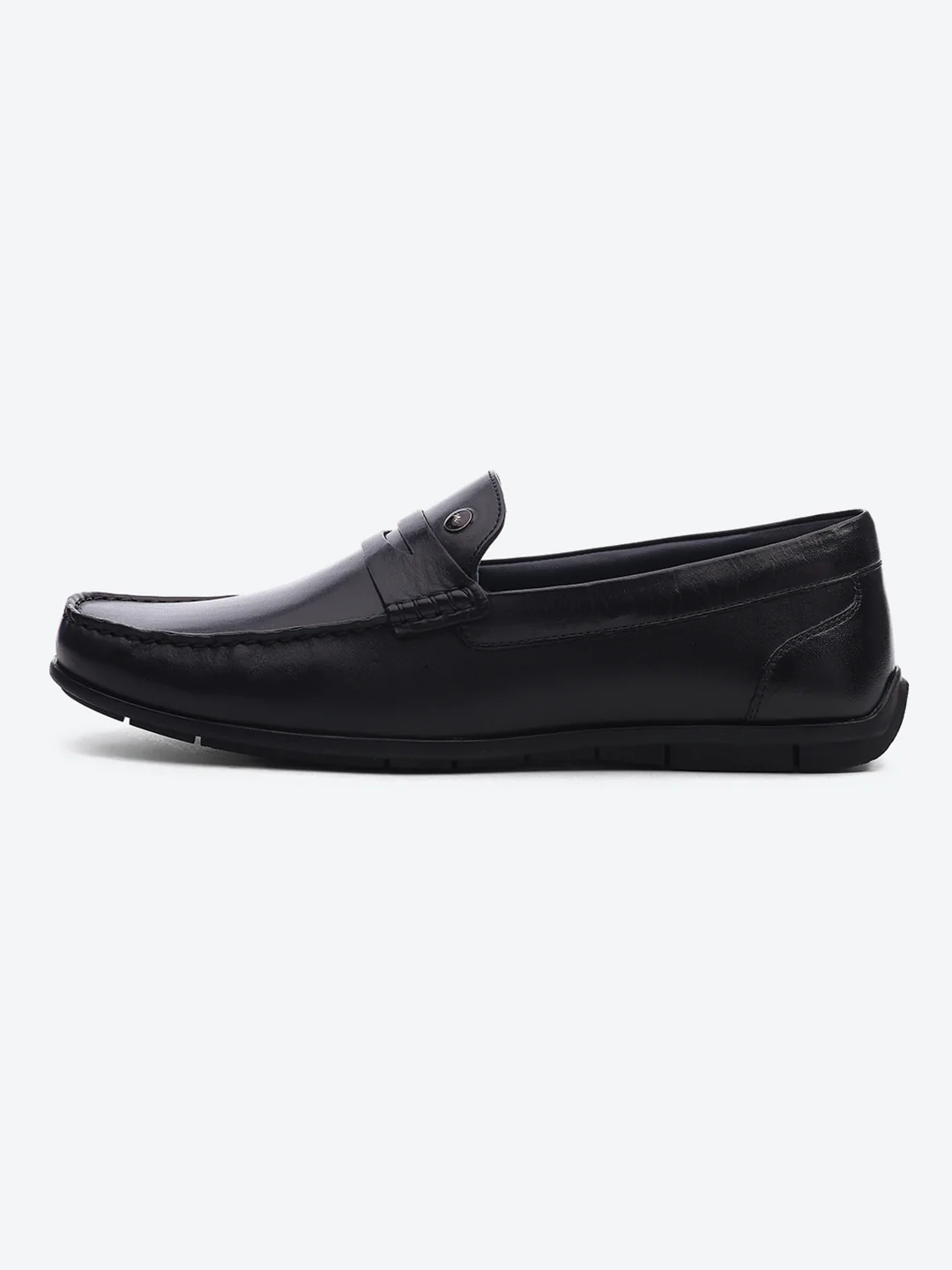 Men Black Slip on Genuine Leather Loafers - Image 4