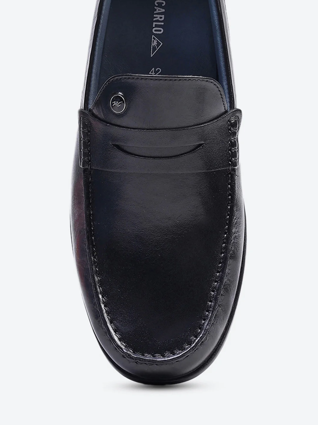 Men Black Slip on Genuine Leather Loafers - Image 7