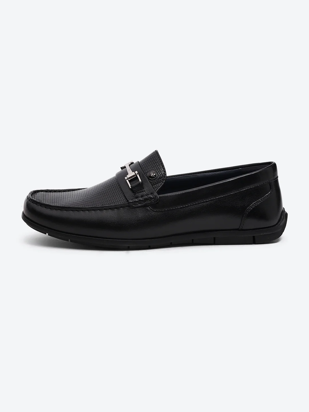Men Black Slip on Genuine Leather Loafers - Image 4