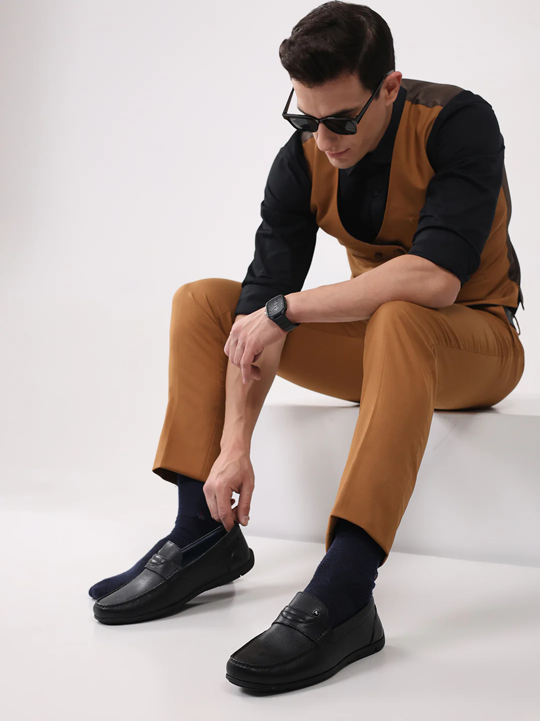 Men Black Slip on Genuine Leather Loafers - Image 10