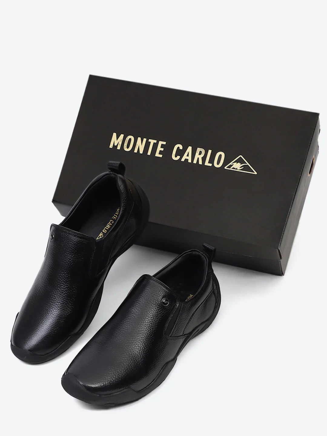 Men Black Slip on Genuine Leather Shoes - Image 2