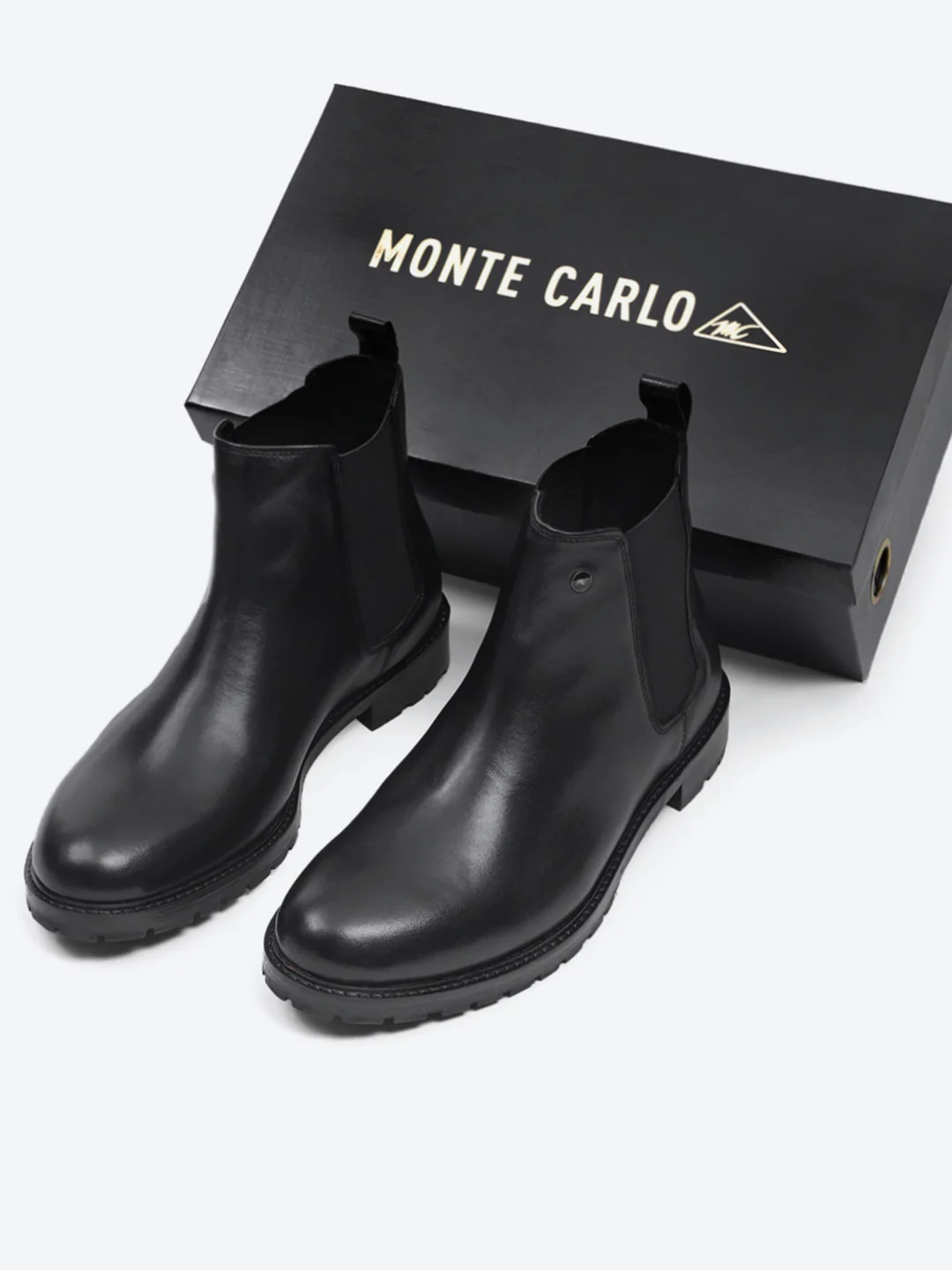 Men Black Slip on Leather Chelsea Boots - Image 2