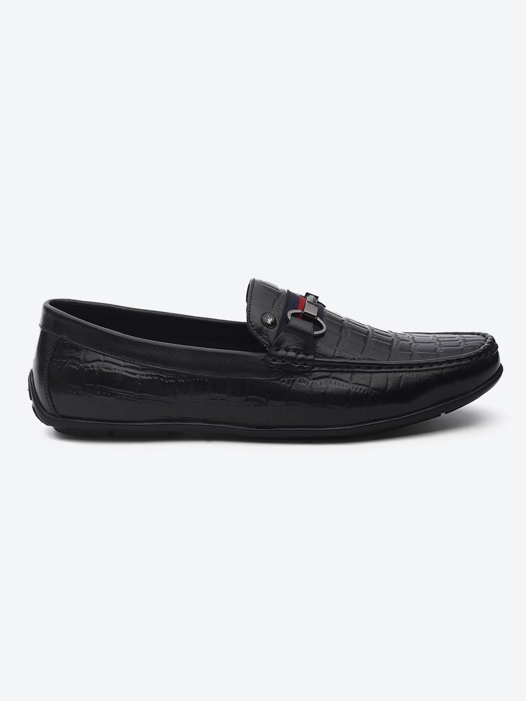 Men Black Slip on Leather Loafers - Image 5