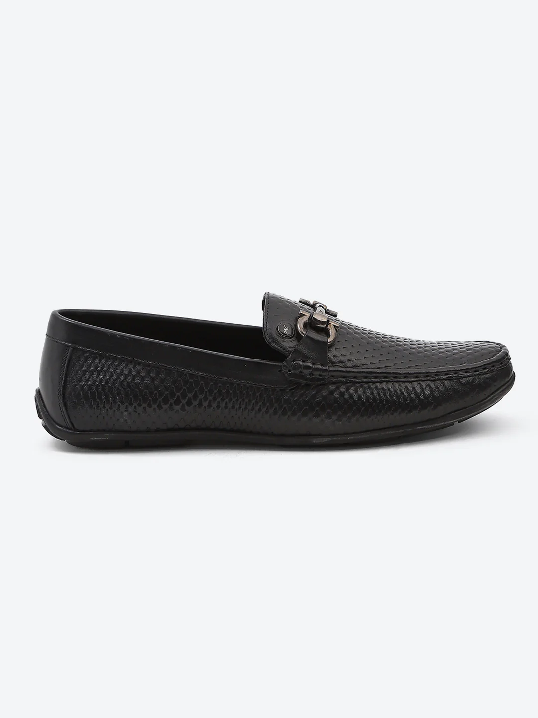 Men Black Slip on Leather Loafers - Image 5