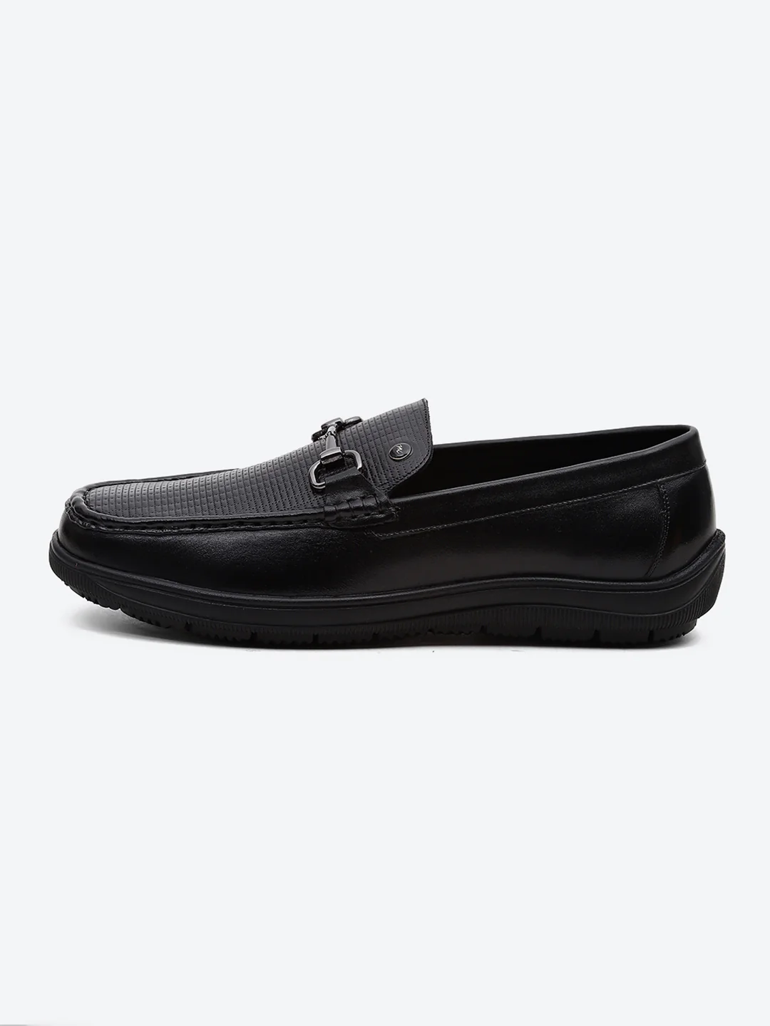 Men Black Comfortable Slip on Leather Loafers - Image 4