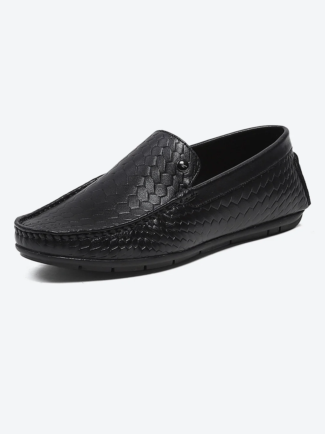 Men Black Slip on Microfibre Loafers - Image 2