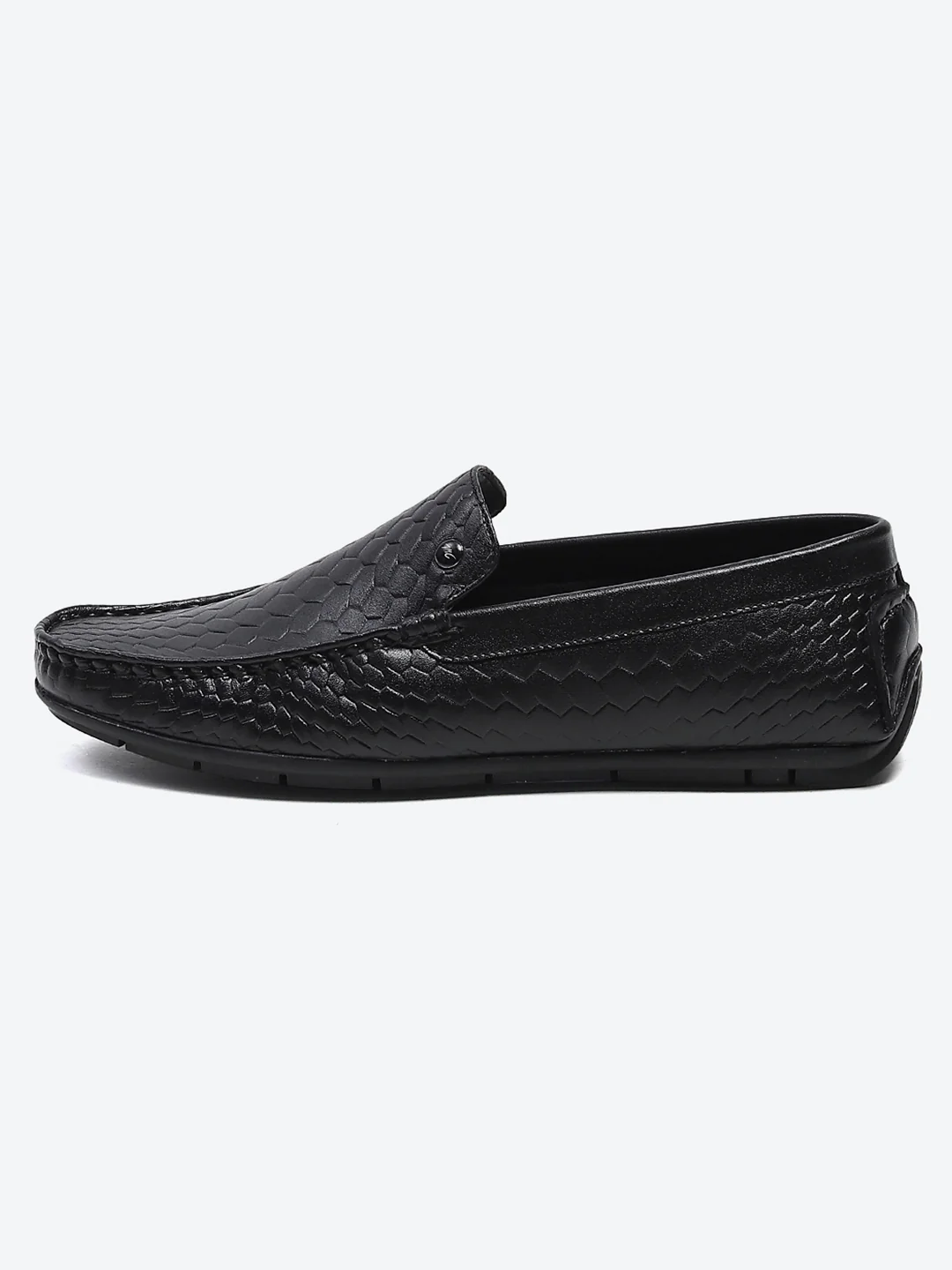 Men Black Slip on Microfibre Loafers - Image 3