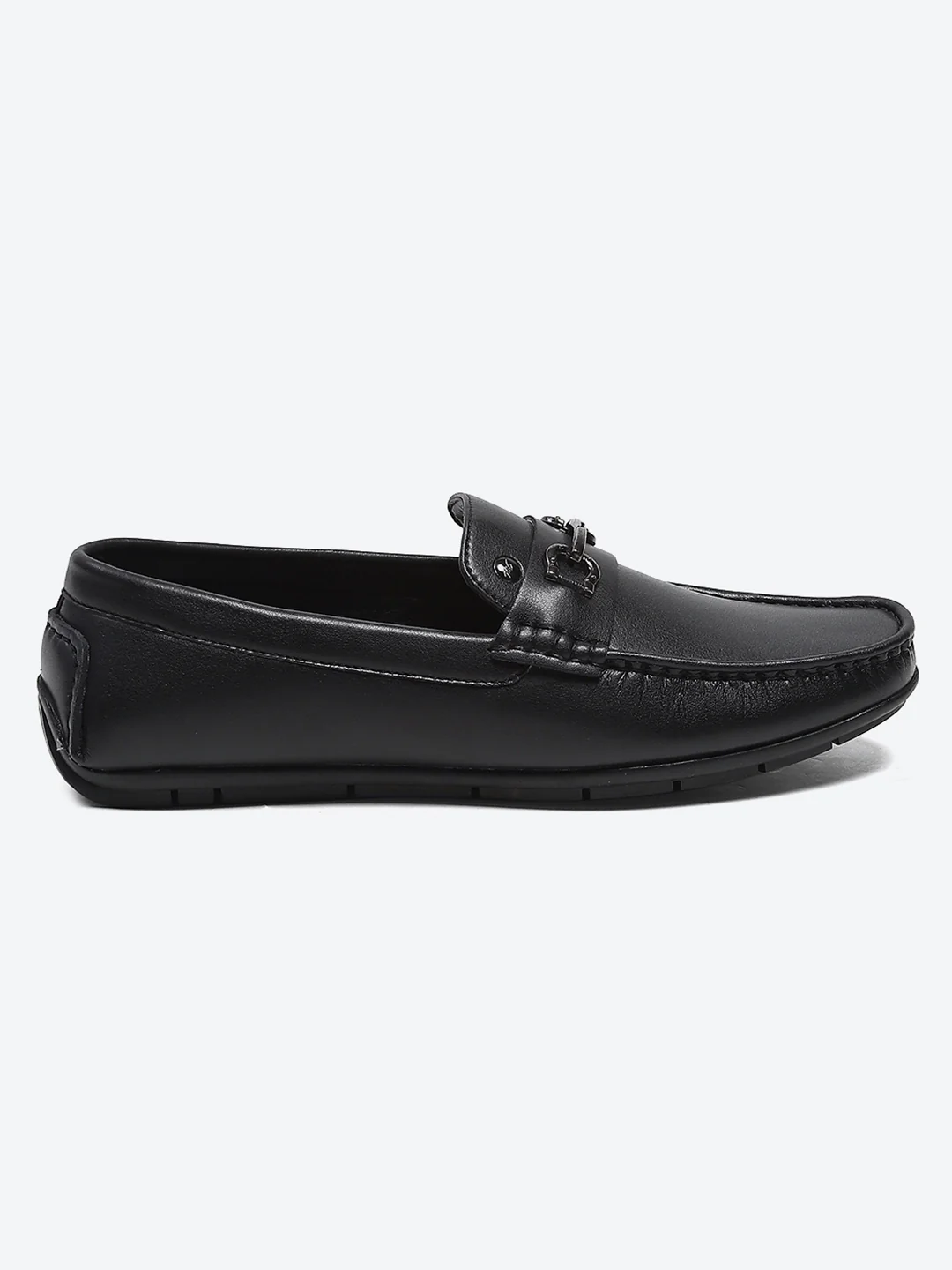 Men Black Slip on Microfibre Loafers - Image 4