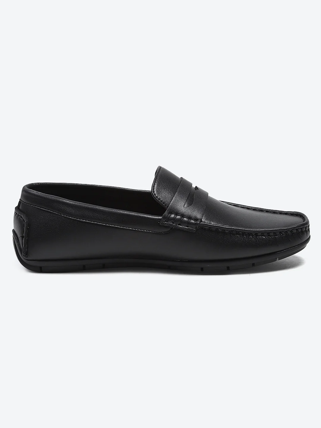 Men Black Slip on Microfibre Loafers - Image 4