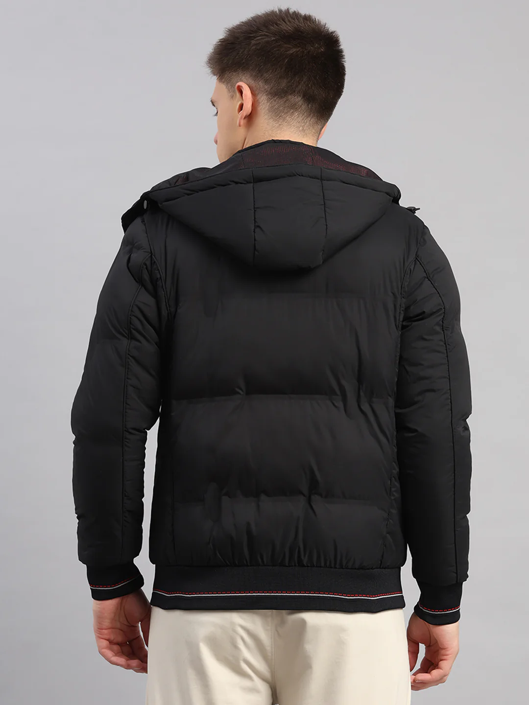 Men Black Smart Hooded Jacket with Integrated Magnetic Earphones - Image 5