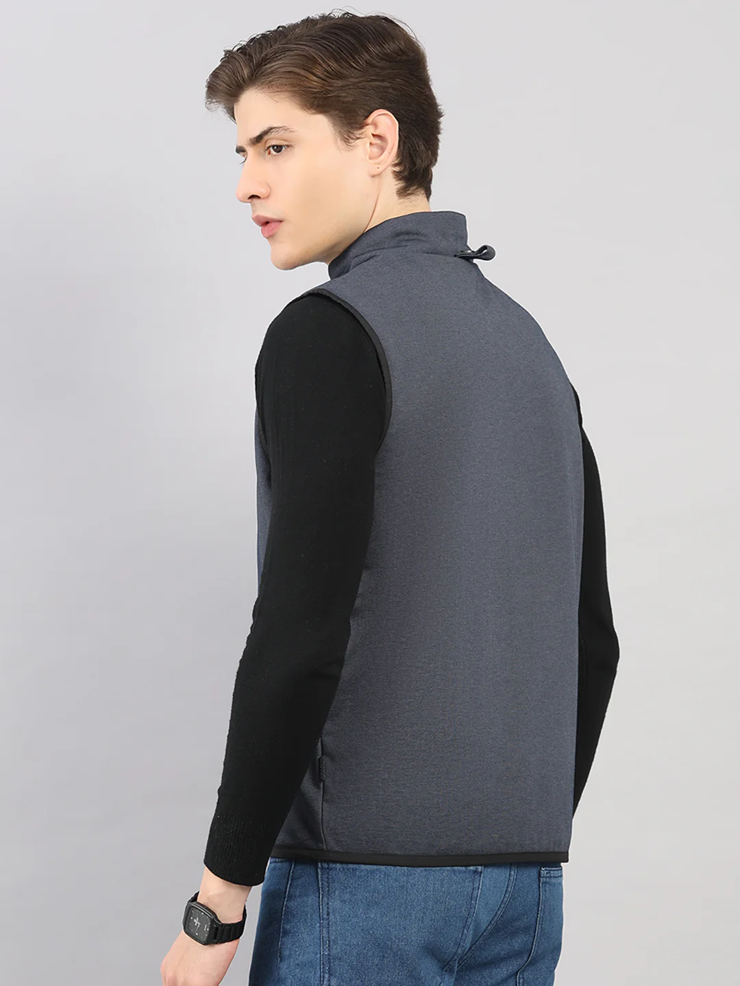 Men Black Solid 4 in 1 Convertible Hooded Jacket Wear It 4 Ways - Image 12