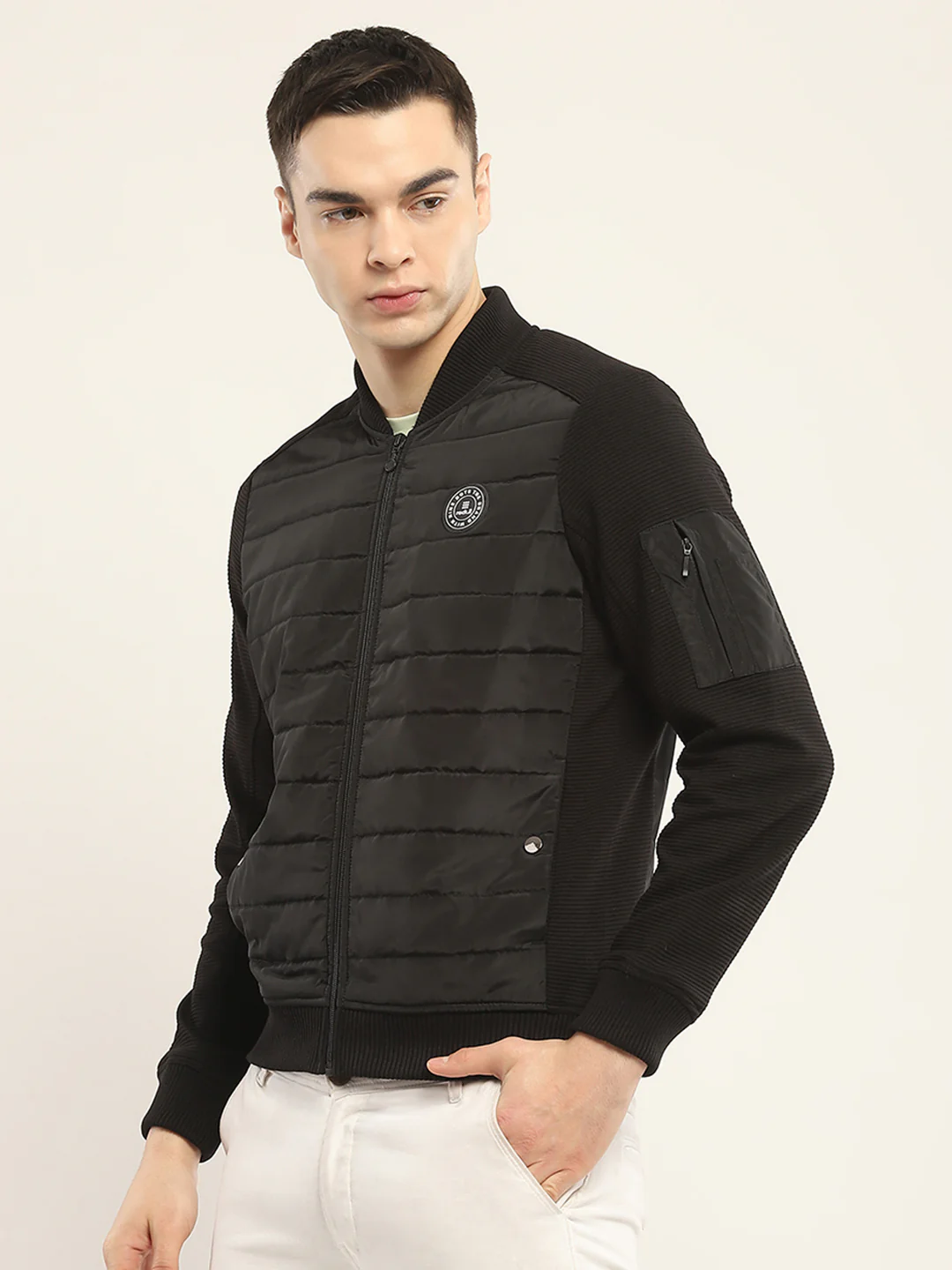 Rock.it Men Black Solid Band Collar Full Sleeve Jacket - Image 3