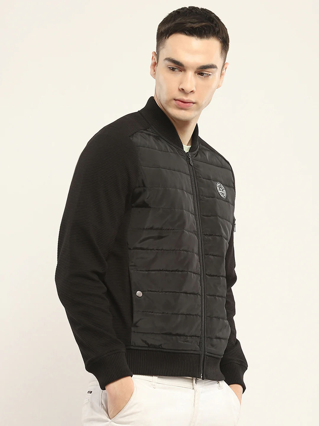Rock.it Men Black Solid Band Collar Full Sleeve Jacket - Image 4