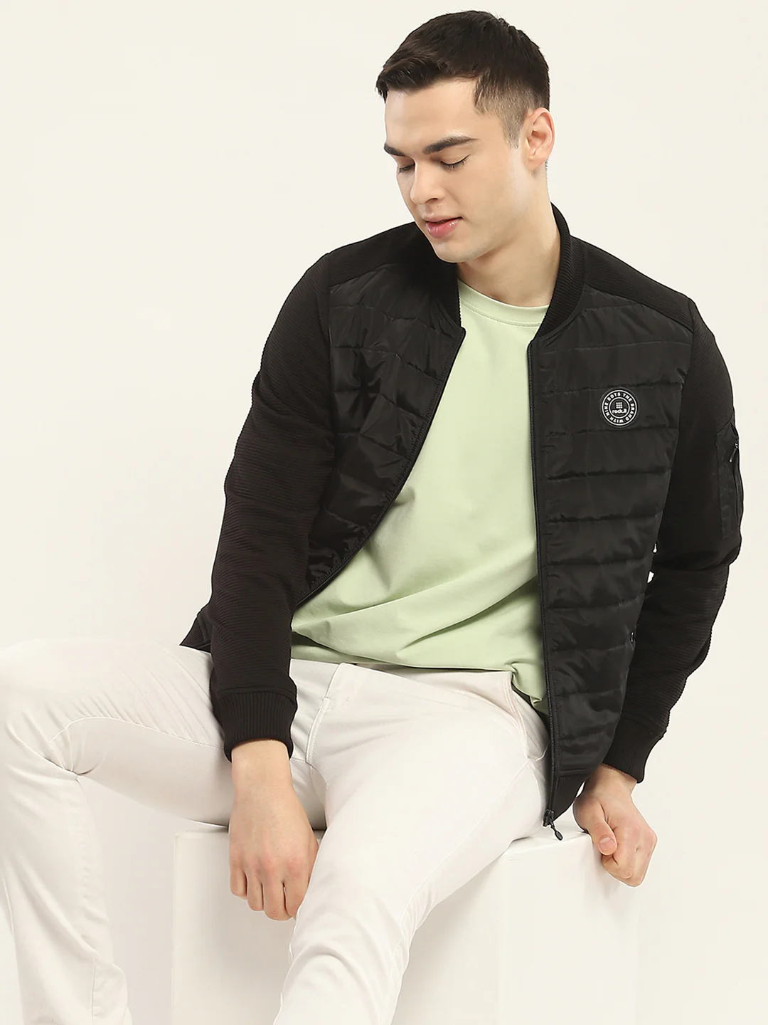 Rock.it Men Black Solid Band Collar Full Sleeve Jacket - Image 6