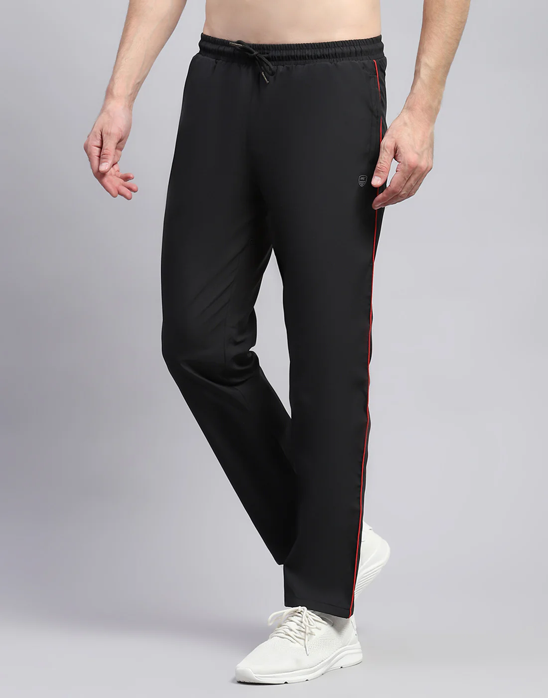 Men Black Solid Band Collar Full Sleeve Winter Tracksuit - Image 7