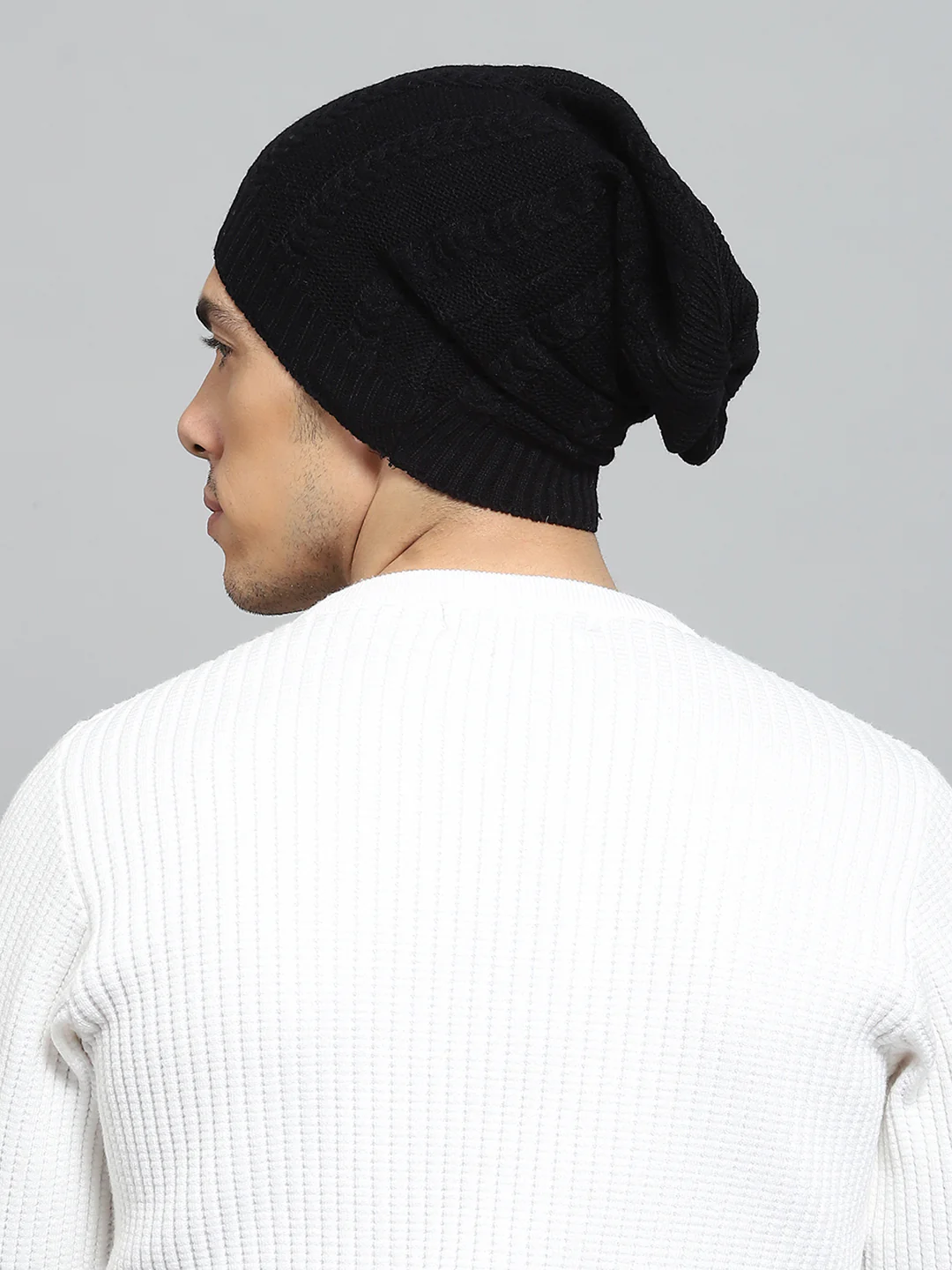 Men Black Solid Cap - Image 5