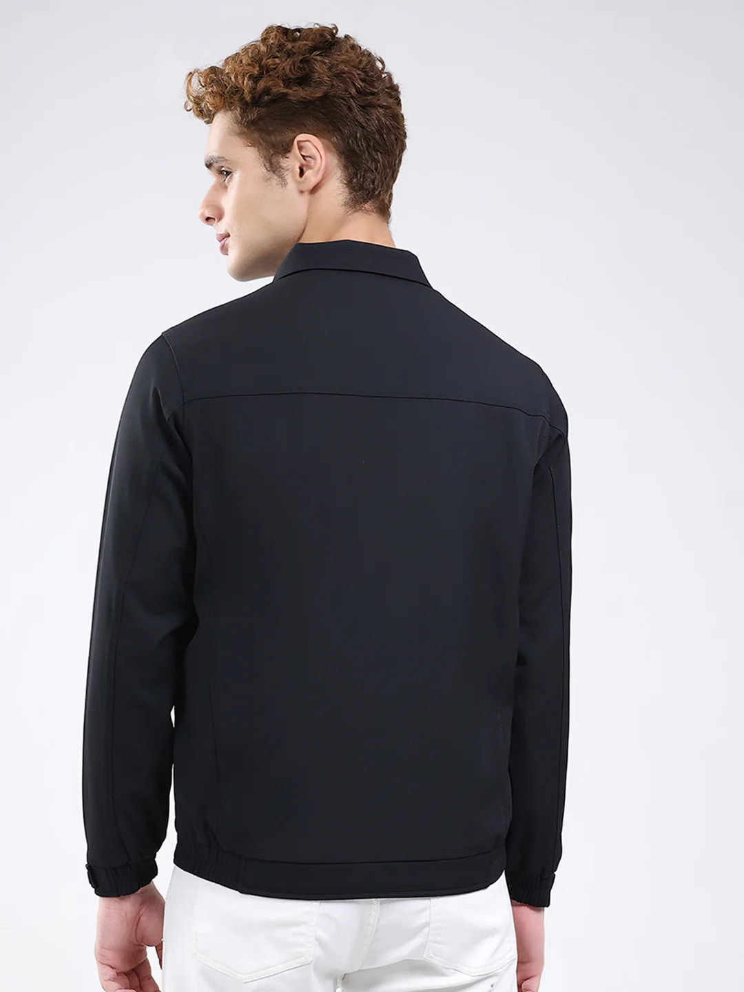 Men Black Solid Collar Full Sleeve Jacket - Image 5