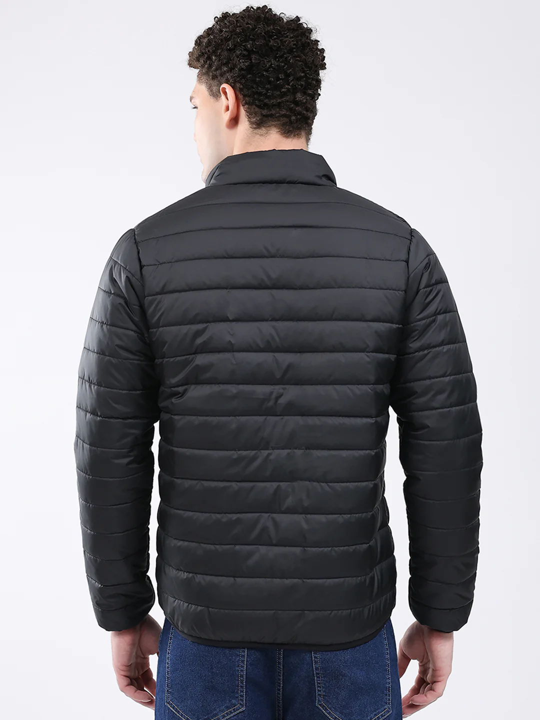 Men Black Solid Collar Full Sleeve Jacket - Image 5