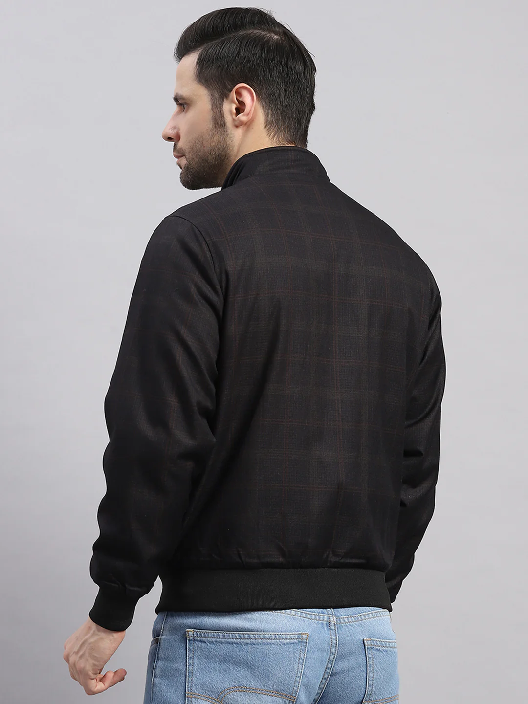 Men Black Solid Collar Full Sleeve Reversible Jacket - Image 5
