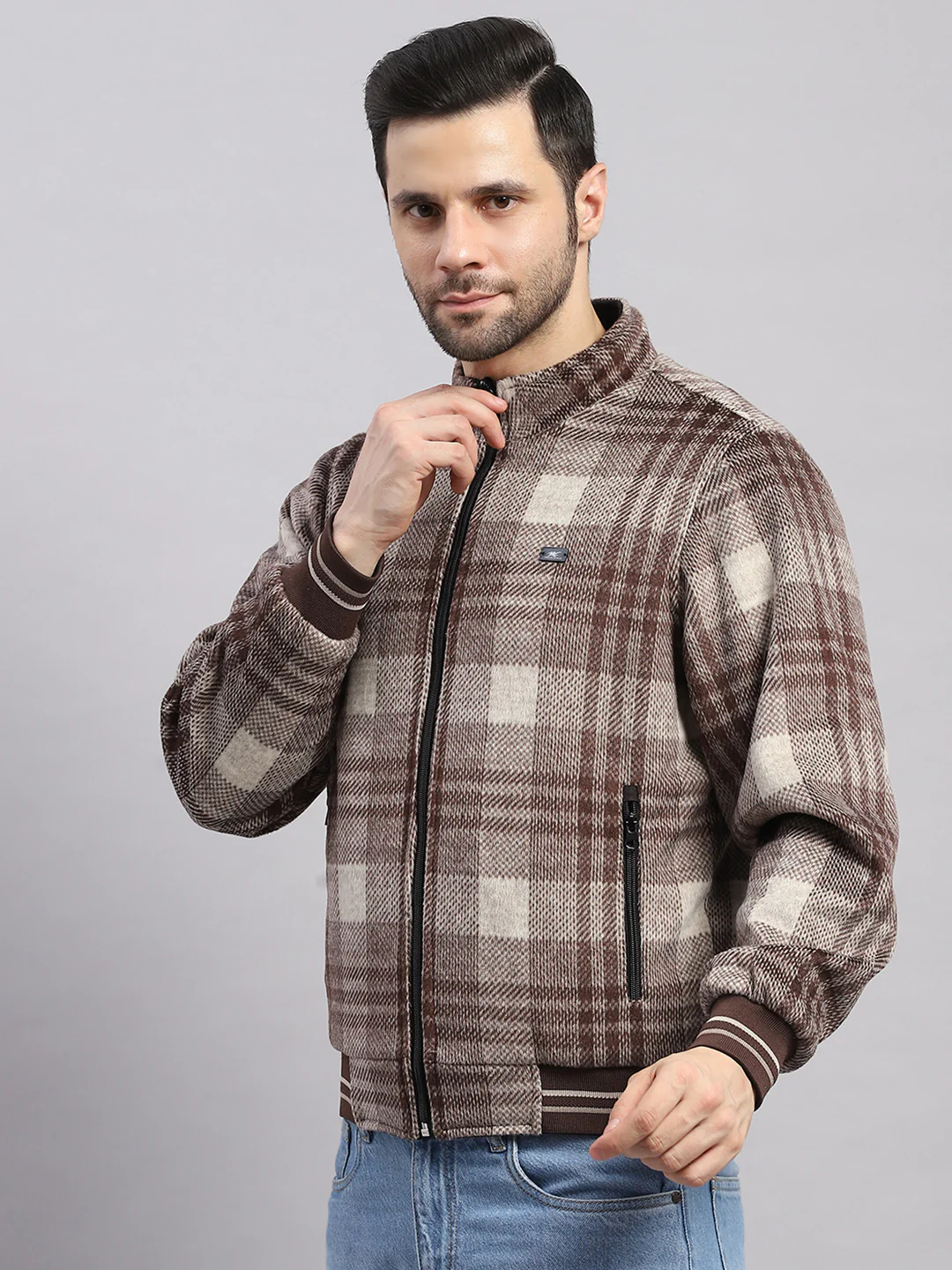 Men Black Solid Collar Full Sleeve Reversible Jacket - Image 8