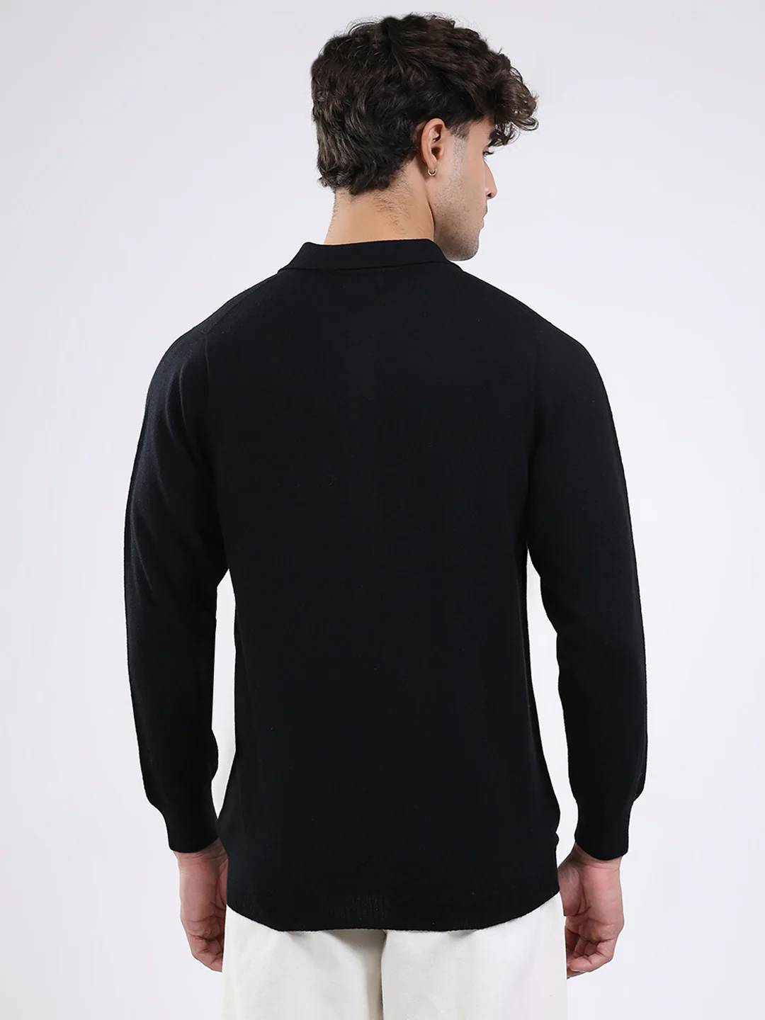 Men Black Solid Collar Full Sleeve Shirt - Image 5