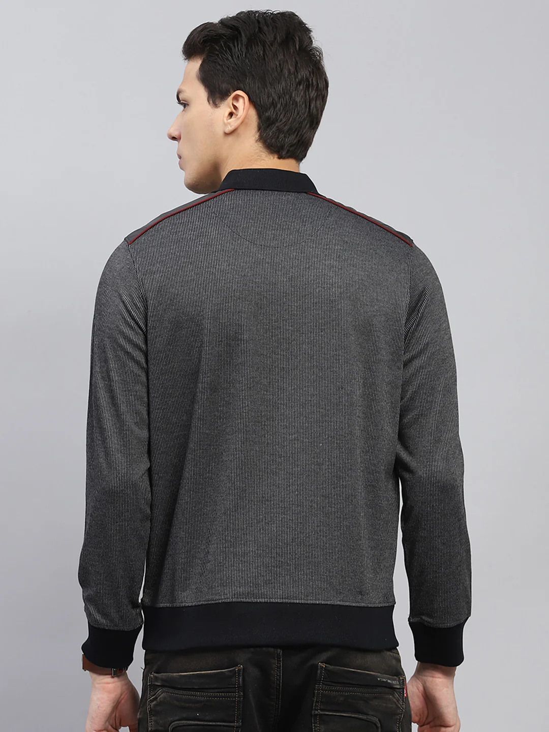 Luxuria Men Black Solid Collar Full Sleeve Winter T-Shirt - Image 5