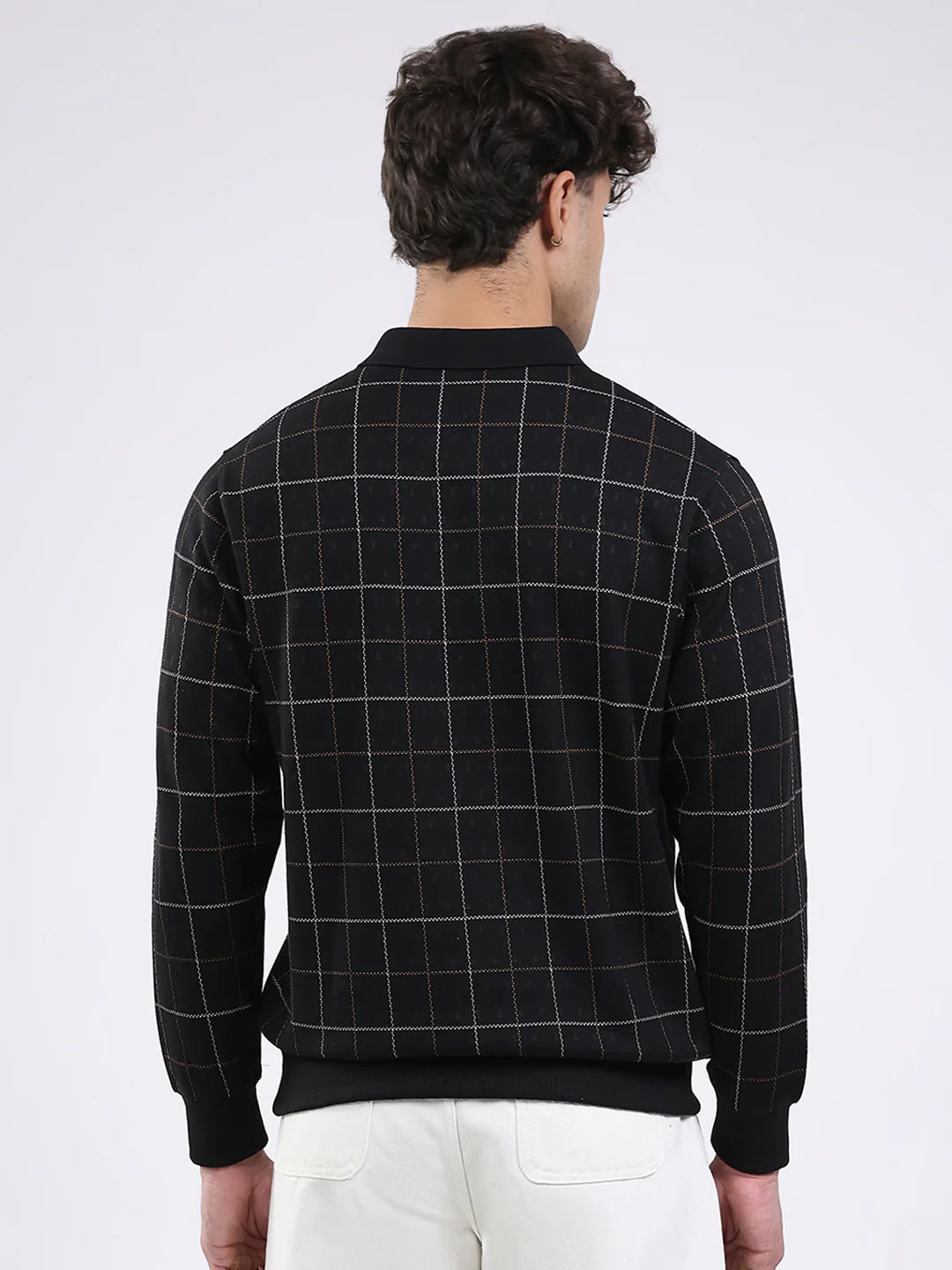 Men Black Solid Collar Full Sleeve Winter T-Shirt - Image 5