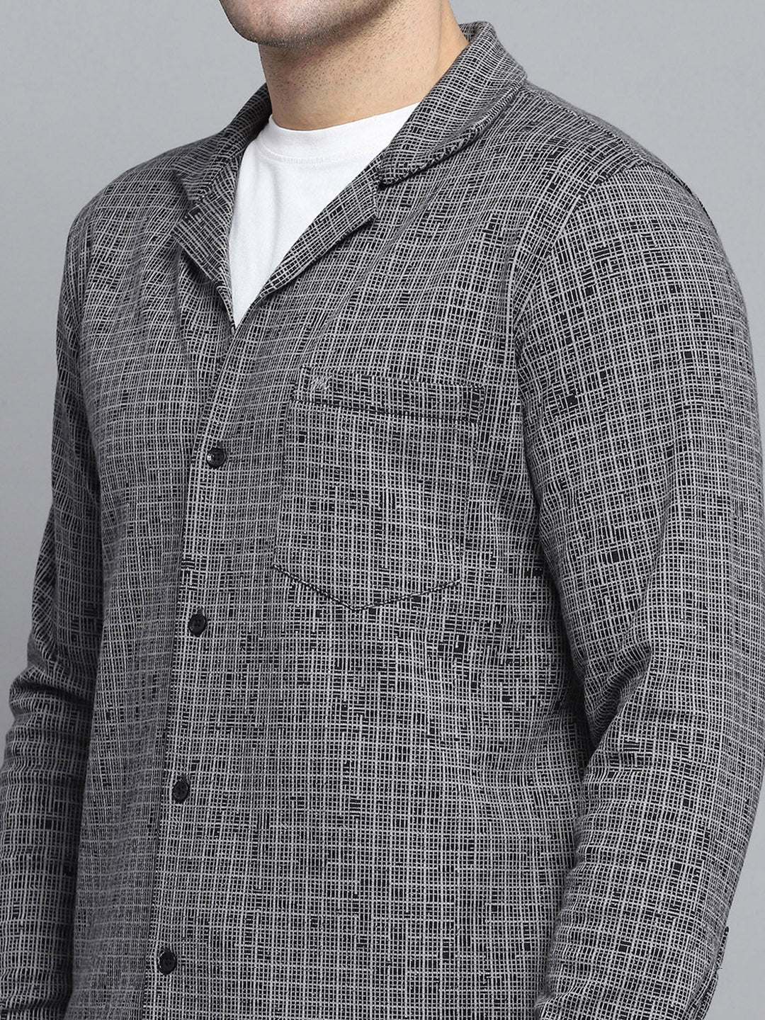 Men Black Solid Collar Full Sleeve Winter Tracksuit - Image 6