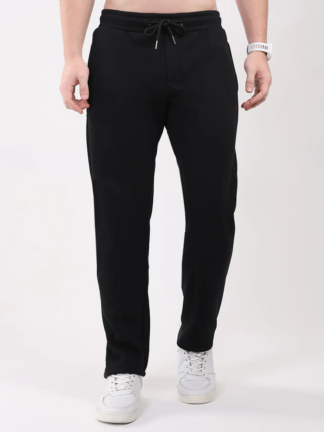 Men Black Solid Collar Full Sleeve Winter Tracksuit - Image 7