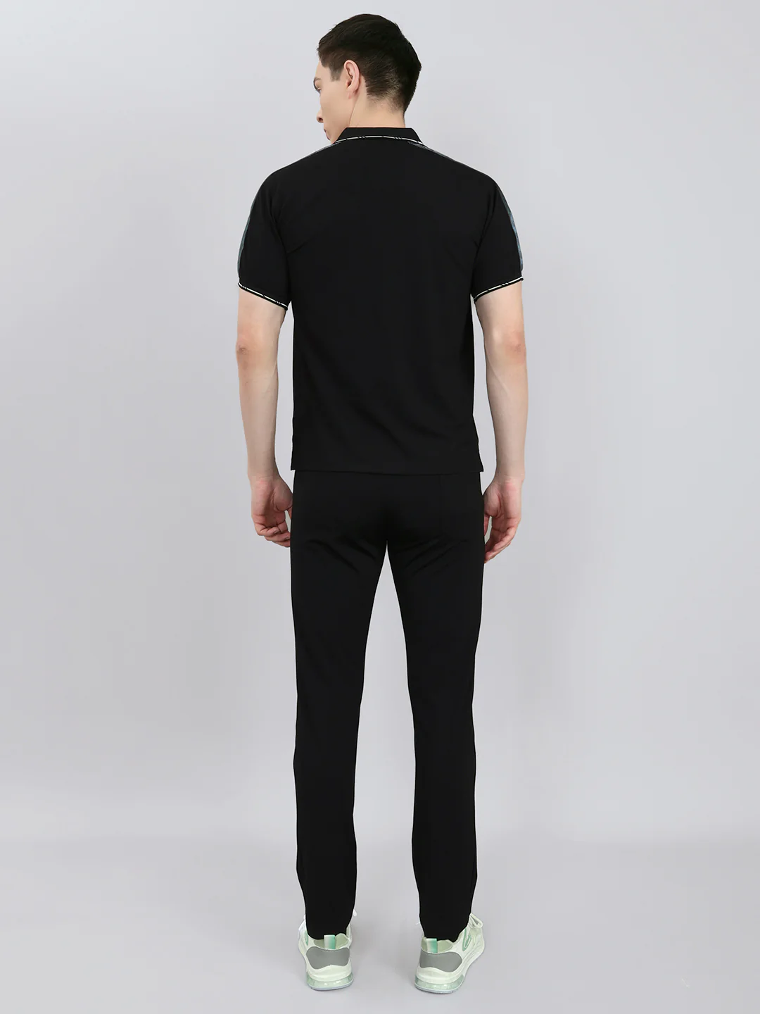 Men Black Solid Collar Half Sleeve Lower Set - Image 6