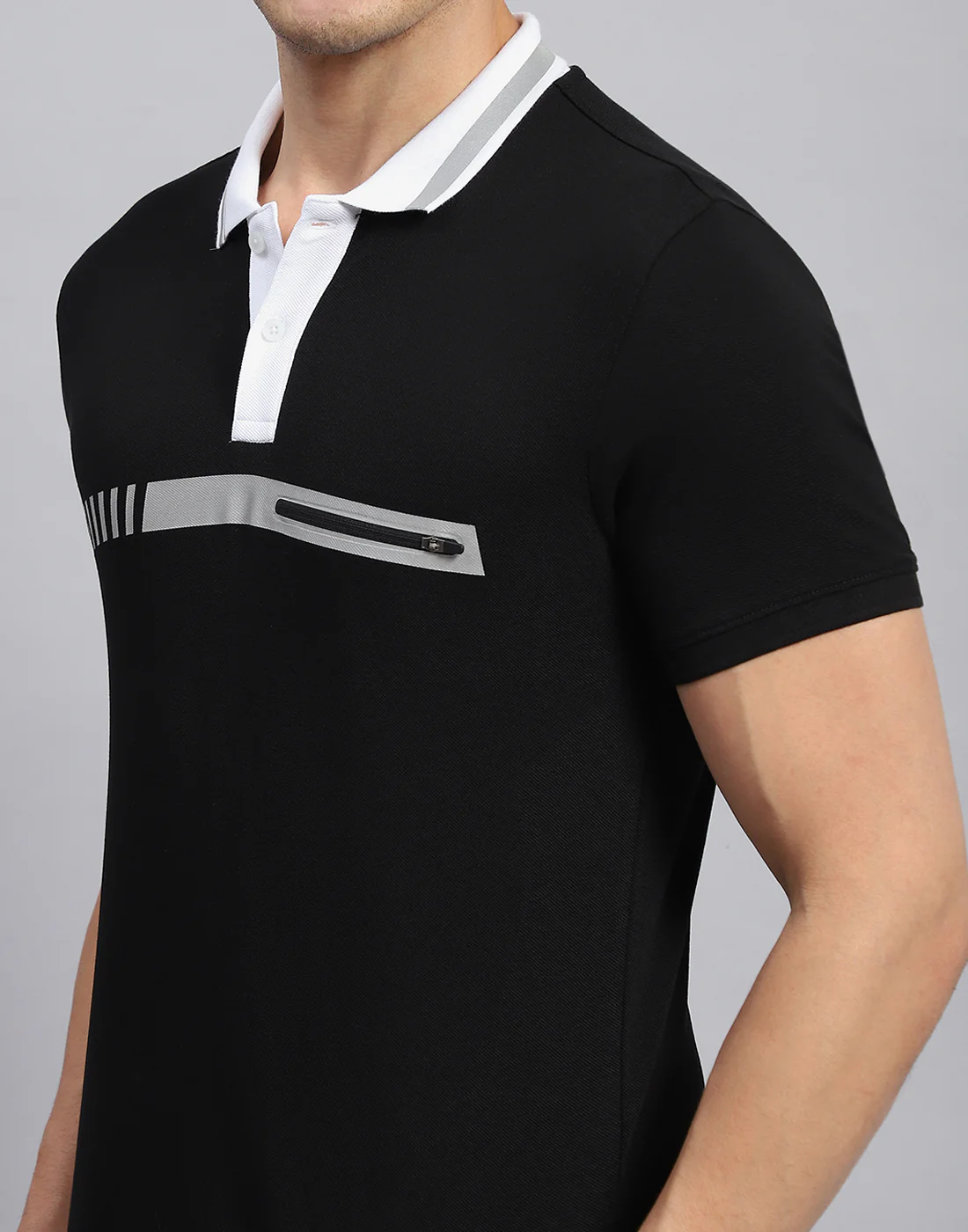 Rock.it Men Black Solid Collar Half Sleeve T-Shirt - Image 6