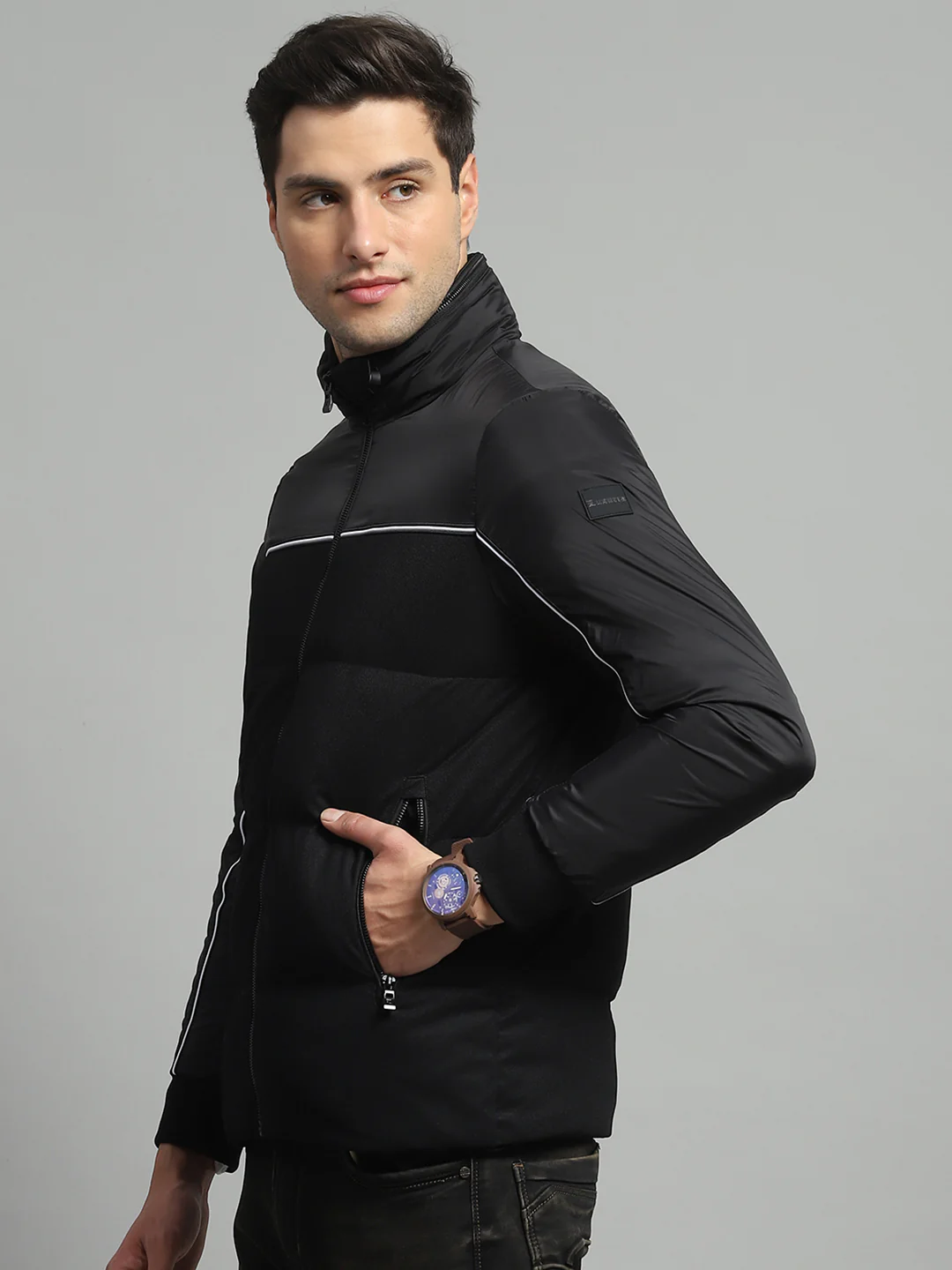 Luxuria Men Black Solid Detachable Hood Full Sleeve Jacket - Image 3
