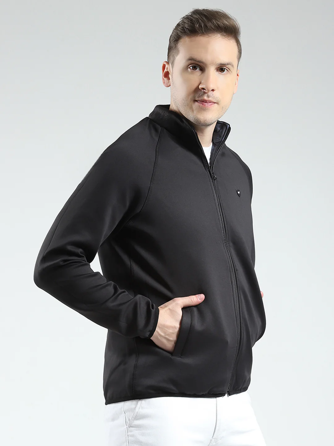 Men Black Solid Detachable Hood Full Sleeve Reversible Sweatshirt - Image 7