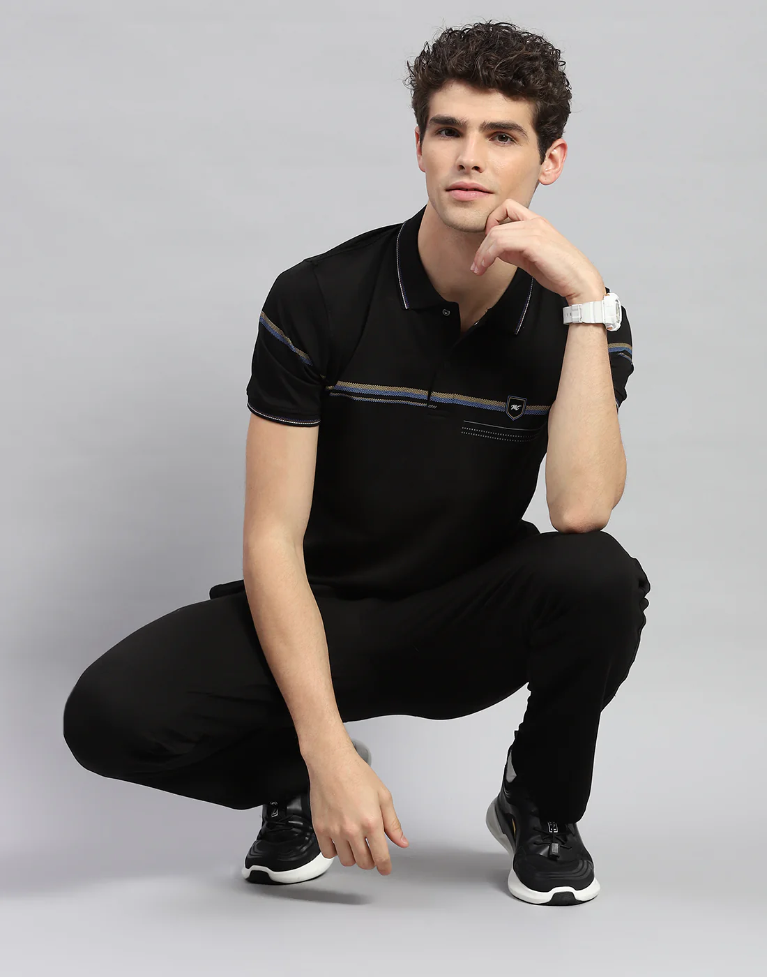 Men Black Solid  Half Sleeve Lower Set - Image 2