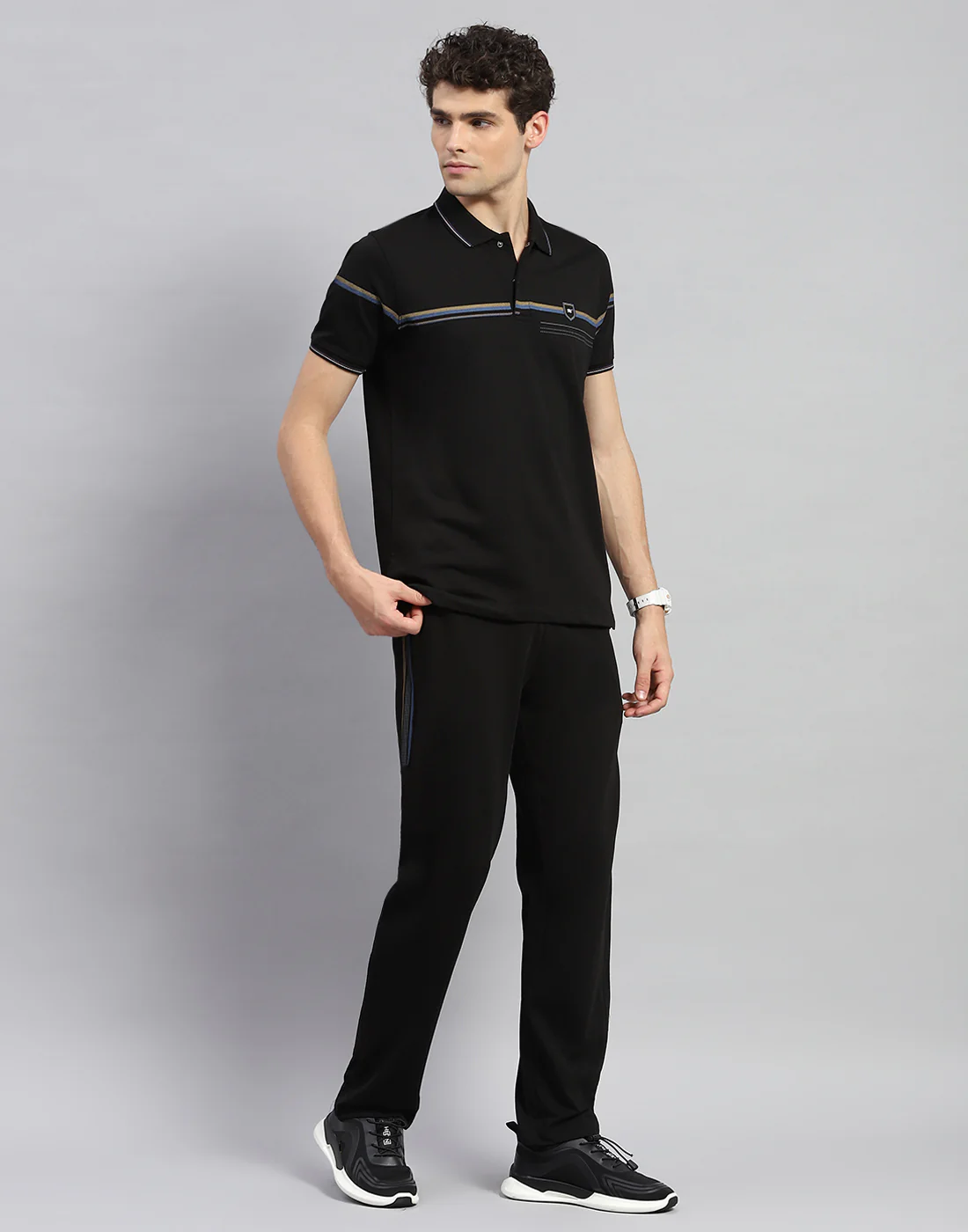 Men Black Solid  Half Sleeve Lower Set - Image 4