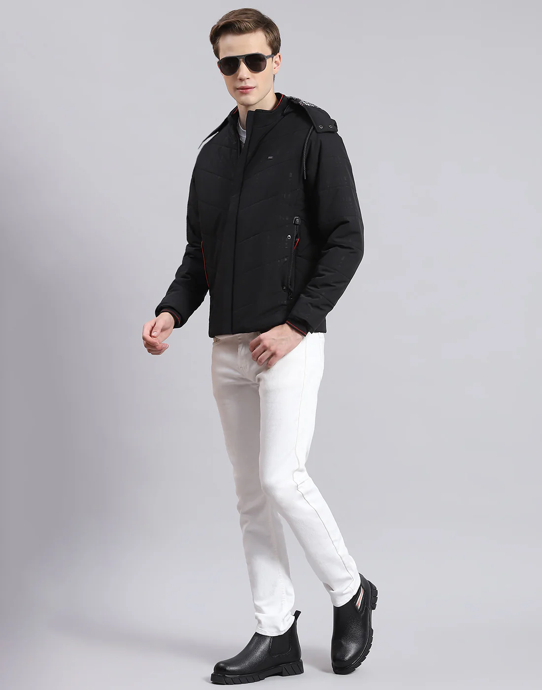 Men Black Solid Hooded Full Sleeve Jacket - Image 2