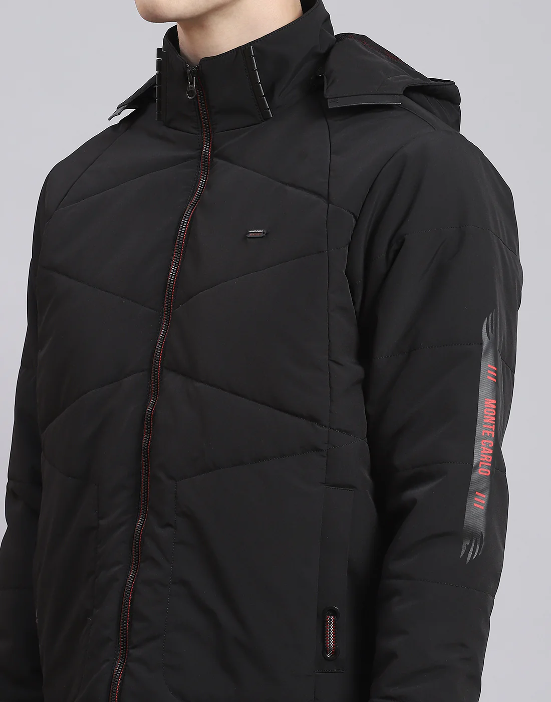 Men Black Solid Hooded Full Sleeve Jacket - Image 6