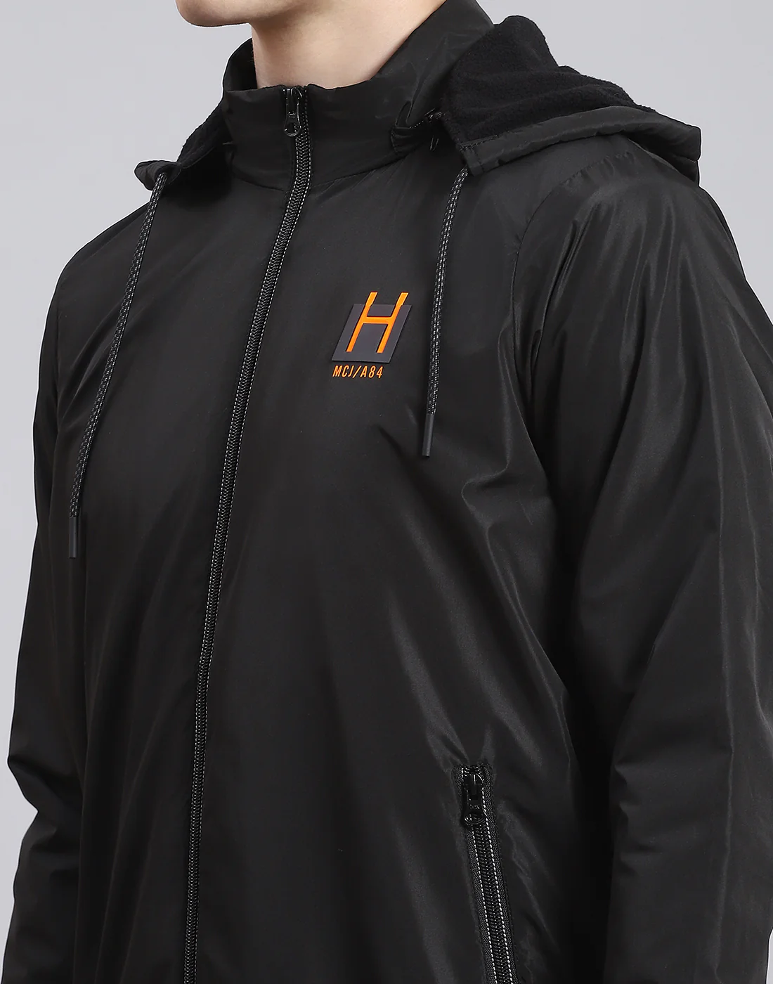 Men Black Solid Hooded Full Sleeve Jacket - Image 6