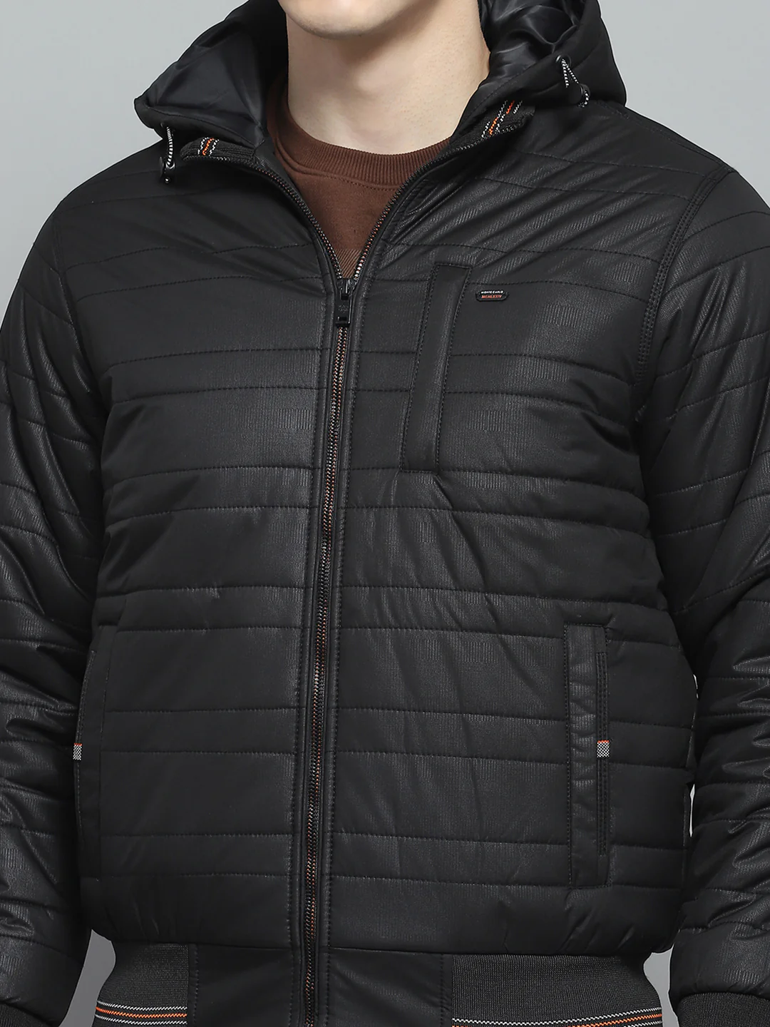 Men Black Solid Hooded Full Sleeve Jacket - Image 6