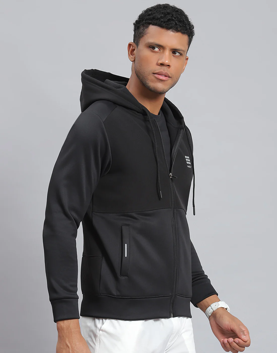 Rock.it Men Black Solid Hooded Full Sleeve Sweatshirt - Image 4