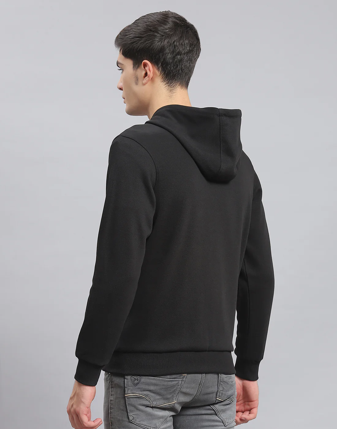 Men Black Solid Hooded Full Sleeve Reversible Sweatshirt - Image 5