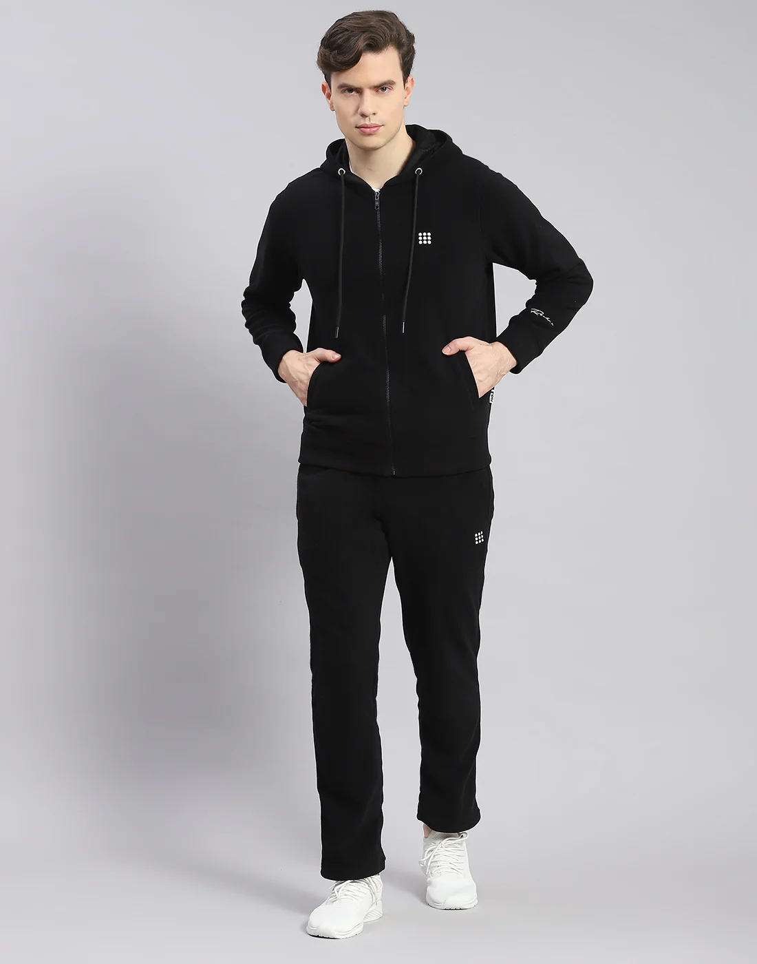 Rock.it Men Black Solid Hooded Full Sleeve Tracksuit - Image 2