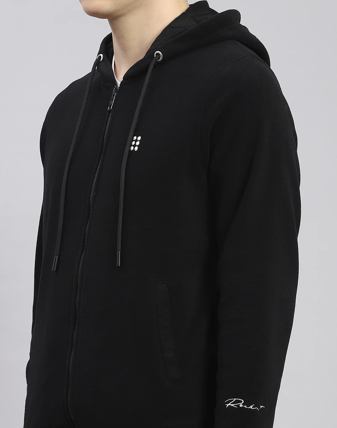 Rock.it Men Black Solid Hooded Full Sleeve Tracksuit - Image 7