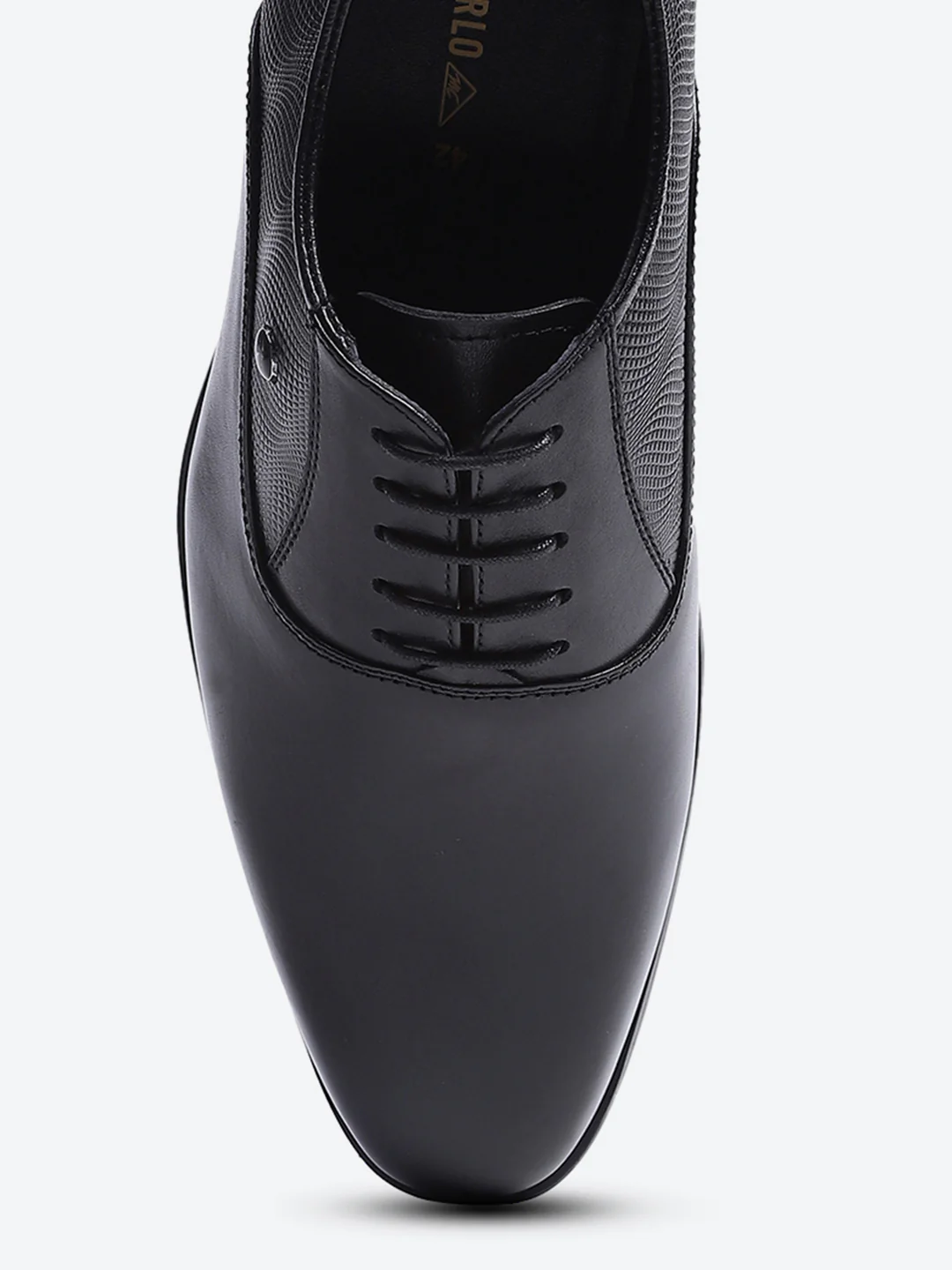 Men Black Solid Lace Up Genuine Leather Formal Oxfords - Image 6