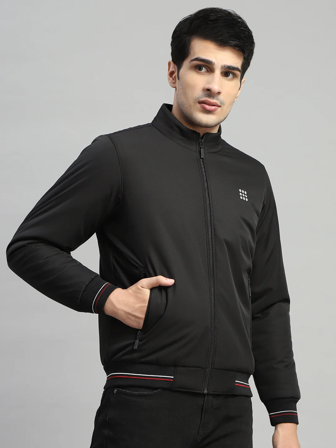Rock.it Men Black Solid Mock Neck Full Sleeve Jacket - Image 4