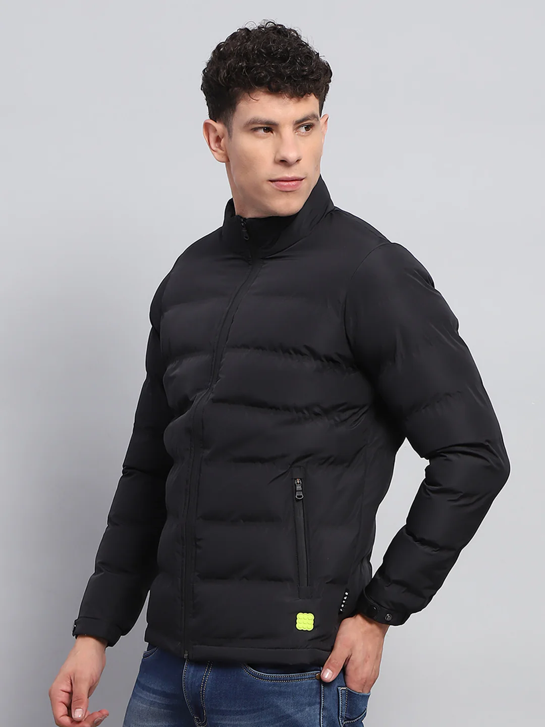 Rock.it Men Black Solid Mock Neck Full Sleeve Heating Jacket - Image 3
