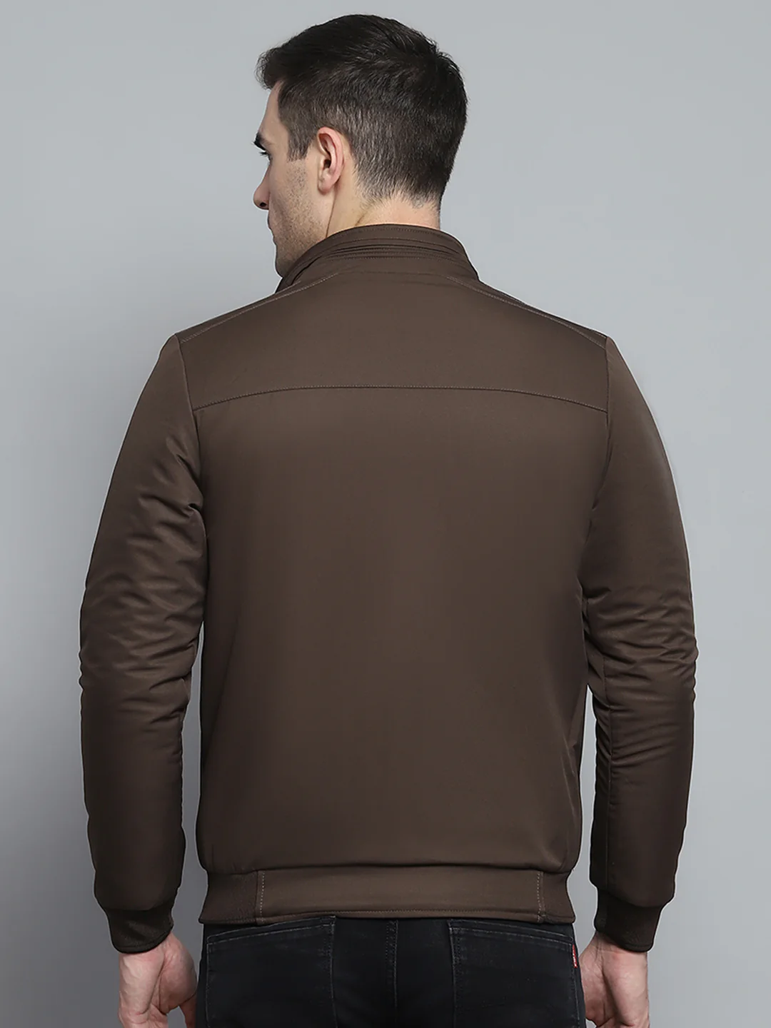Men Black Solid Mock Neck Full Sleeve Jacket - Image 11