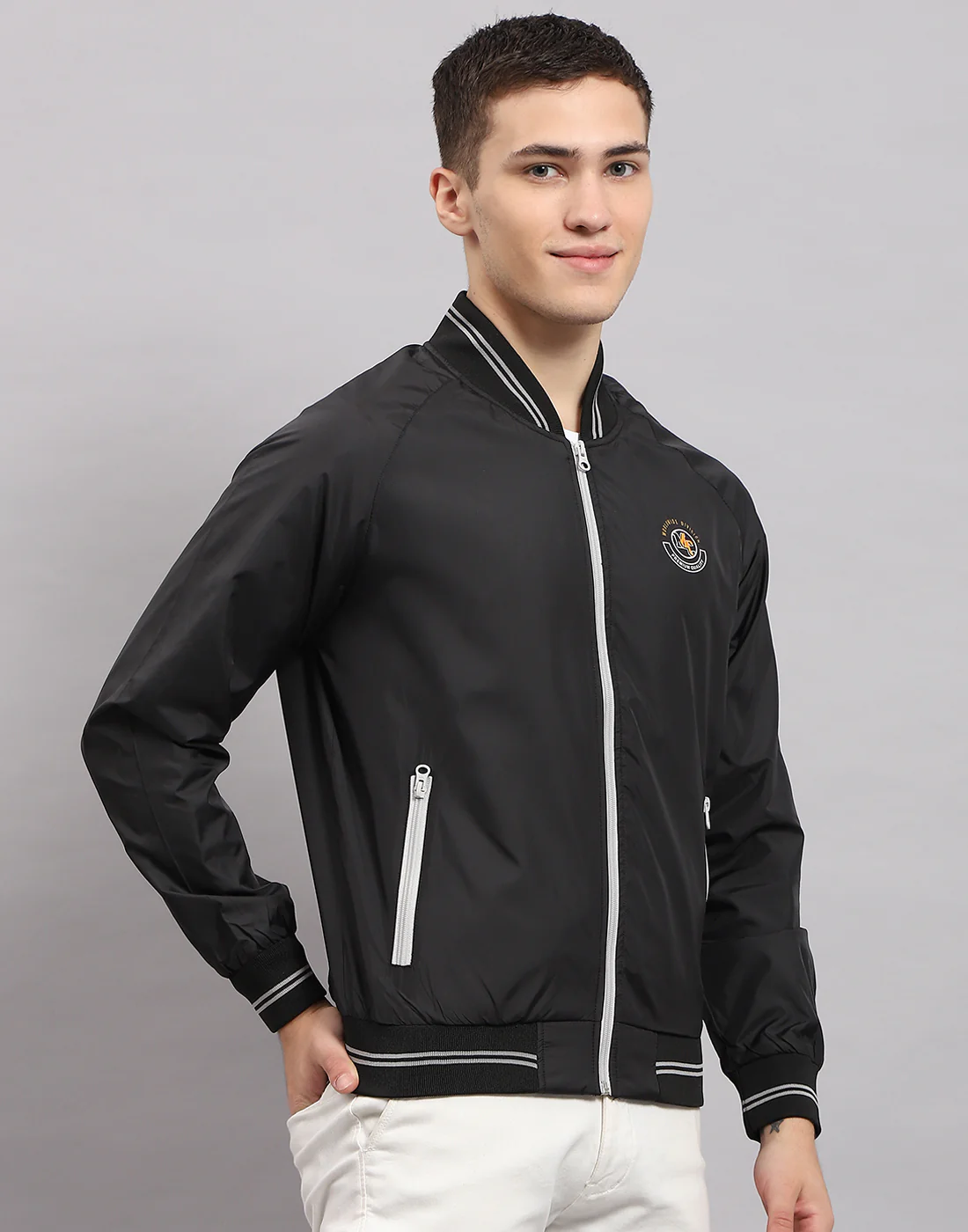 Men Black Solid Mock Neck Full Sleeve Jacket - Image 4